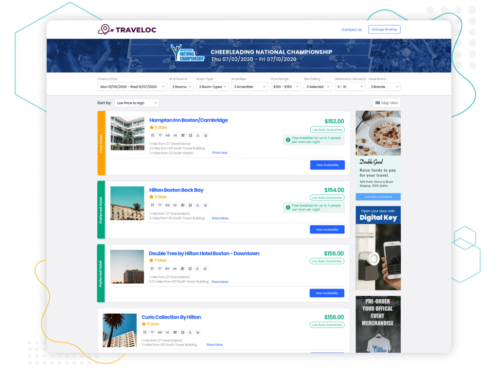 Manage and sell all of your event room inventory from one intuitive screen.